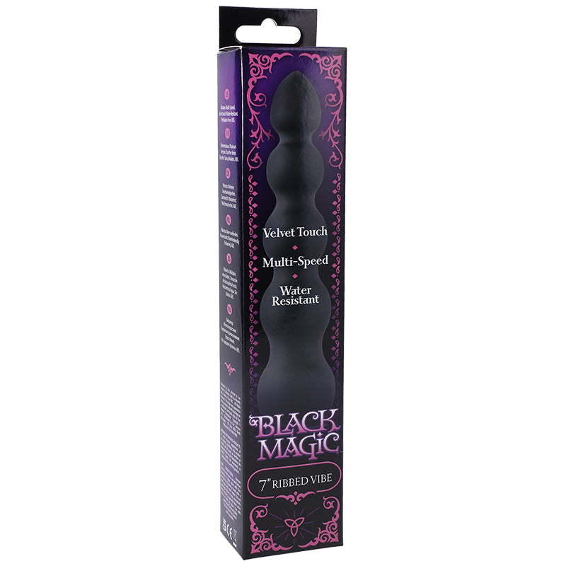 Black Magic 7in Ribbed Vibrator