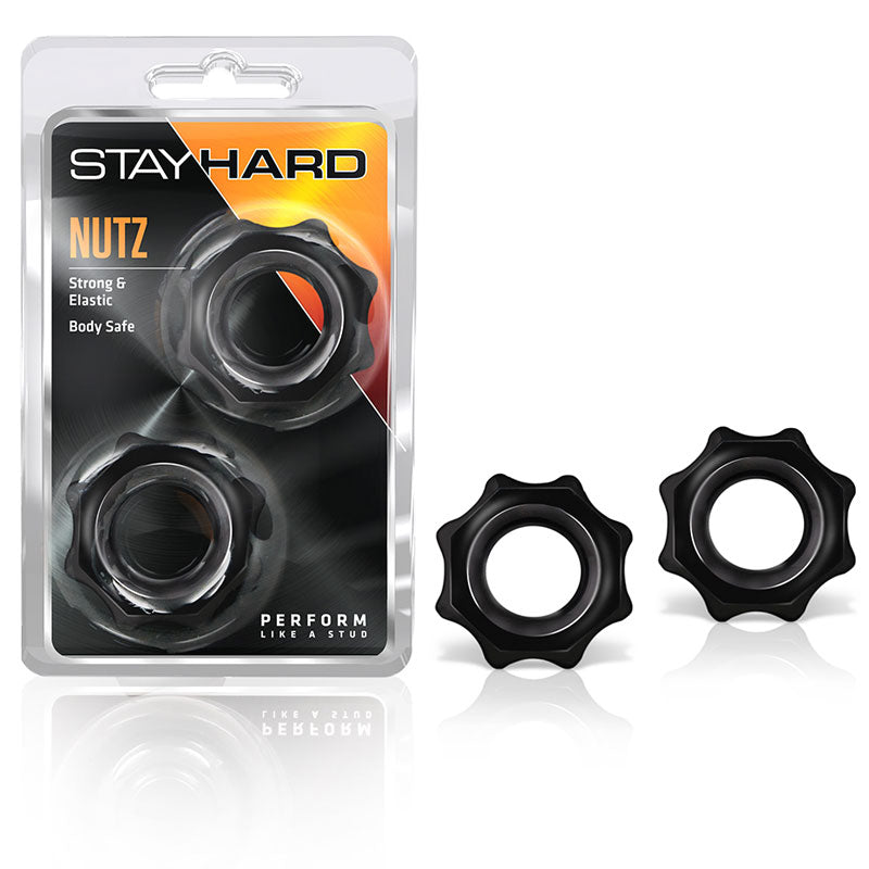 Blush Stay Hard Nutz Cockring 2-Pack Black