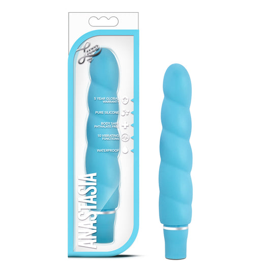 Blush Luxe Anastasia Silicone Slimline Vibrator Aqua