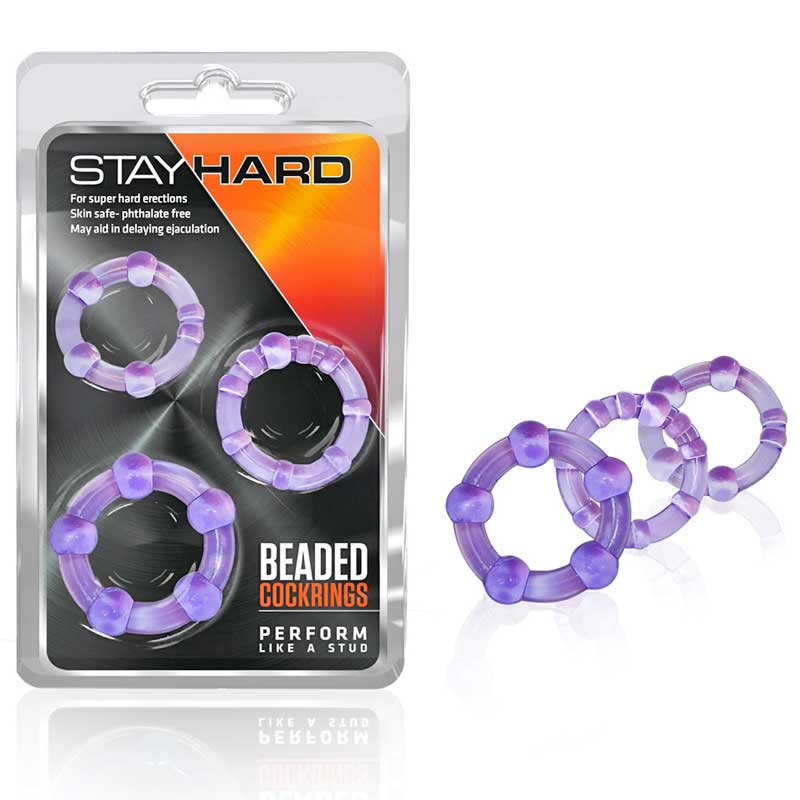 Blush Stay Hard Beaded Cockrings 3-Piece Set Purple