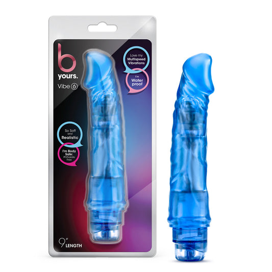 Blush B Yours Vibe 6 Realistic 9.25 in. Vibrating Dildo Blue