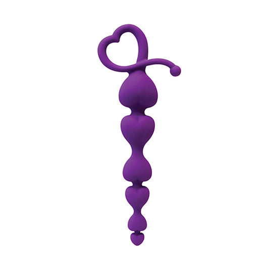 Curve Toys Gossip Hearts on a String Silicone Heart-Shaped Anal Beads Violet