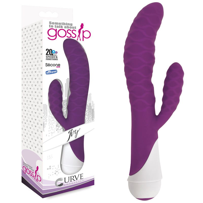 Curve Toys Gossip Ivy Waterproof Wavy Silicone Flexible Dual Stimulation Vibrator Violet