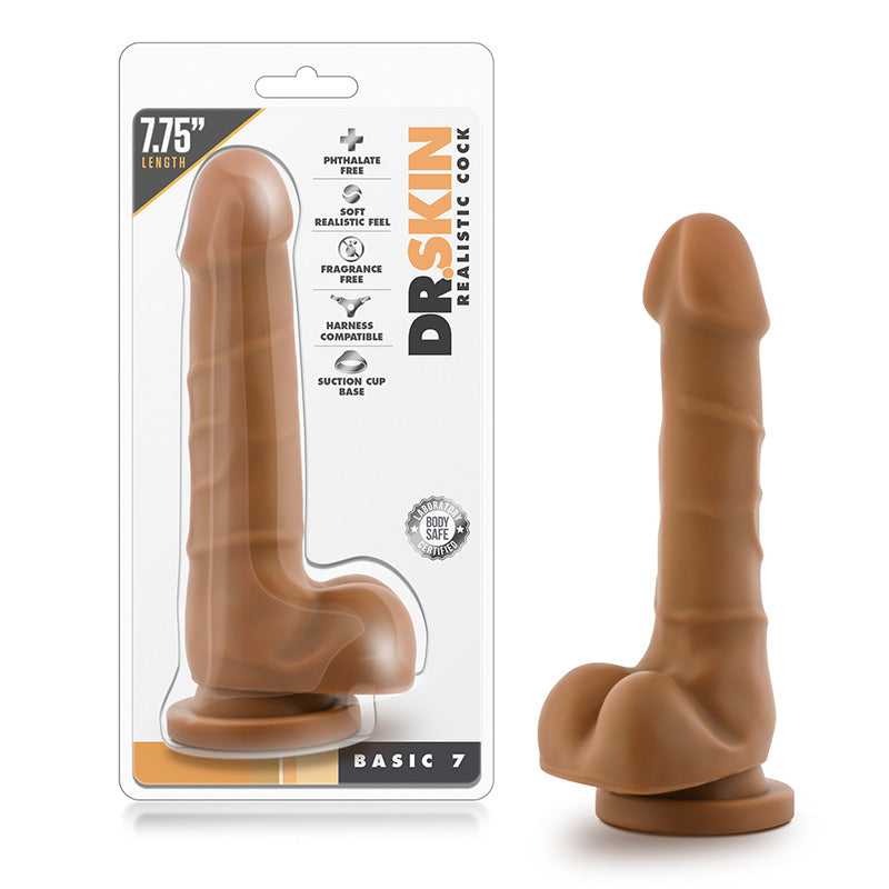 Blush Dr. Skin Basic 7 Realistic 7.75 in. Dildo with Balls & Suction Cup Tan