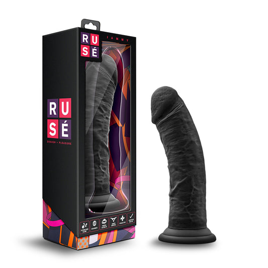 Blush Ruse Jammy Realistic 8 in. Silicone Dildo with Suction Cup Black