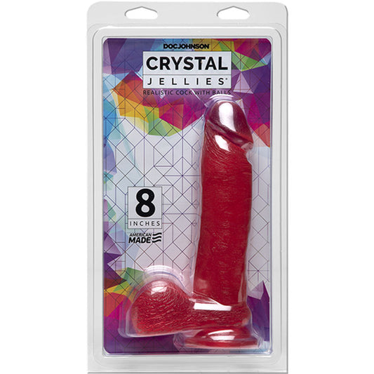 Crystal Jellies - 8in Realistic Cock w/Balls Pink