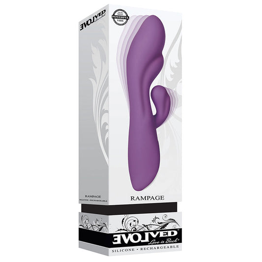 Evolved Rampage Rechargeable Silicone Dual Stimulator Purple