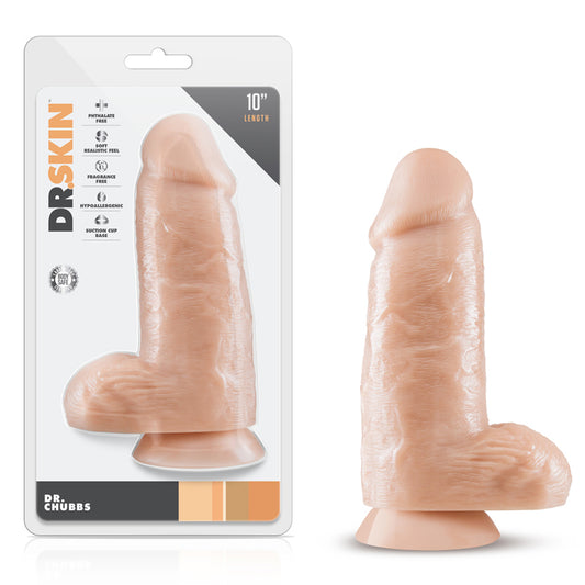 Blush Dr. Skin Dr. Chubbs Realistic 10 in. Dildo with Balls & Suction Cup Beige