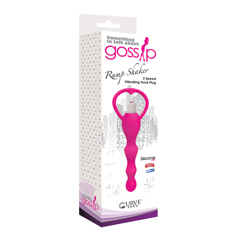 Curve Toys Gossip Rump Shaker Waterproof Silicone Beaded Vibrating Anal Plug Magenta