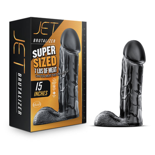 Blush Jet Brutalizer Realistic 15 in. Dildo with Balls Black