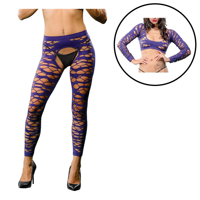 Violet Crotchless Legging  Side Strap OS Packaging Box