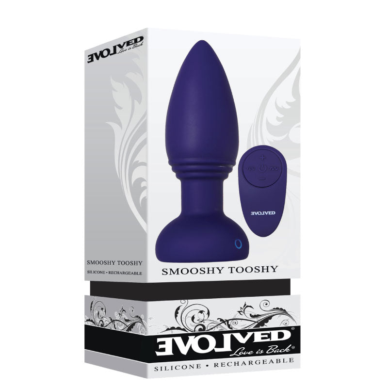 Evolved Smooshy Tooshy Rechargeable Remote-Controlled Vibrating Silicone Anal Plug Purple