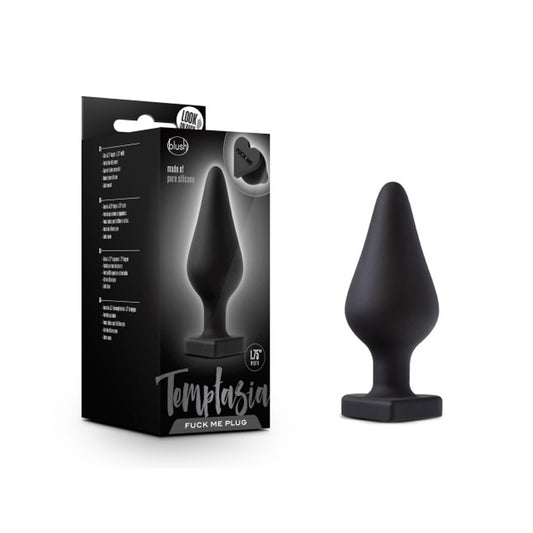 Blush Temptasia 'Fuck Me' Silicone Anal Plug with Heart-Shaped Base Black