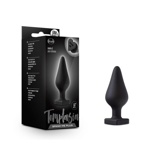 Blush Temptasia 'Spank Me' Silicone Anal Plug with Heart-Shaped Base Black