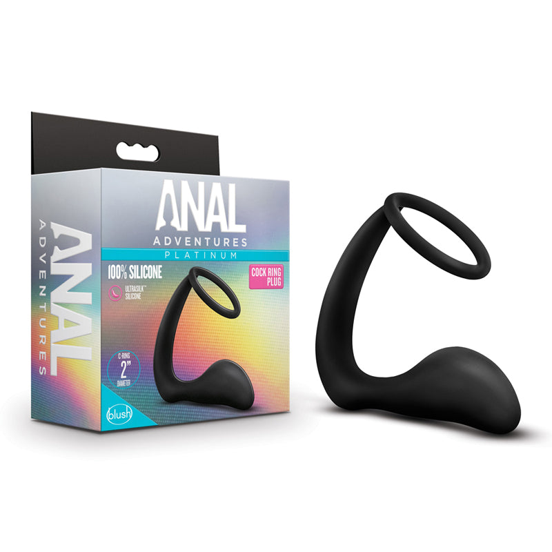 Blush Anal Adventures Platinum Silicone Cock Ring Plug Black