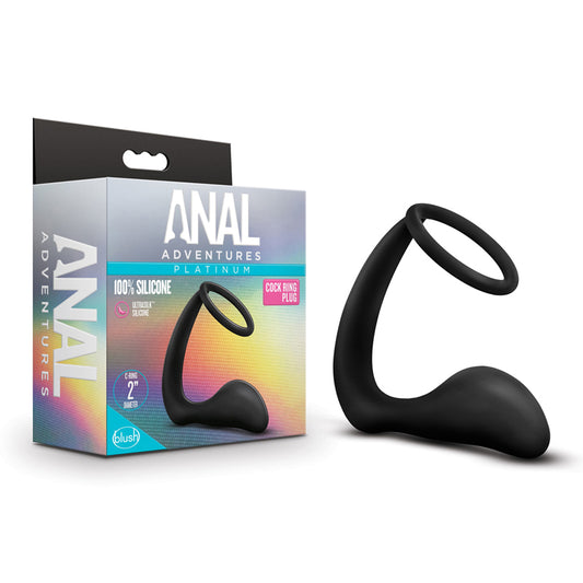 Blush Anal Adventures Platinum Silicone Cock Ring Plug Black