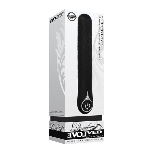 Evolved Quilted Love Rechargeable Textured Silicone Sli mline Vibrator Black