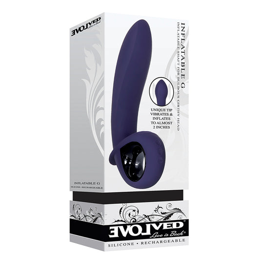 Evolved Inflatable G Rechargeable Inflating Silicone G-Spot Vibrator Blue