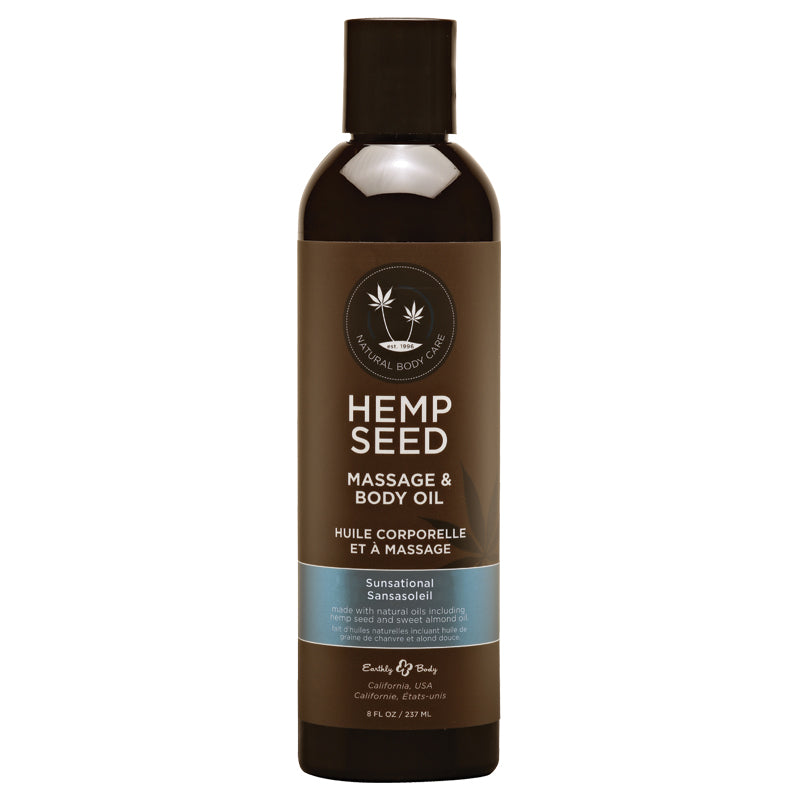 Earthly Body Hemp Massage Oil Sunsational 8 oz.