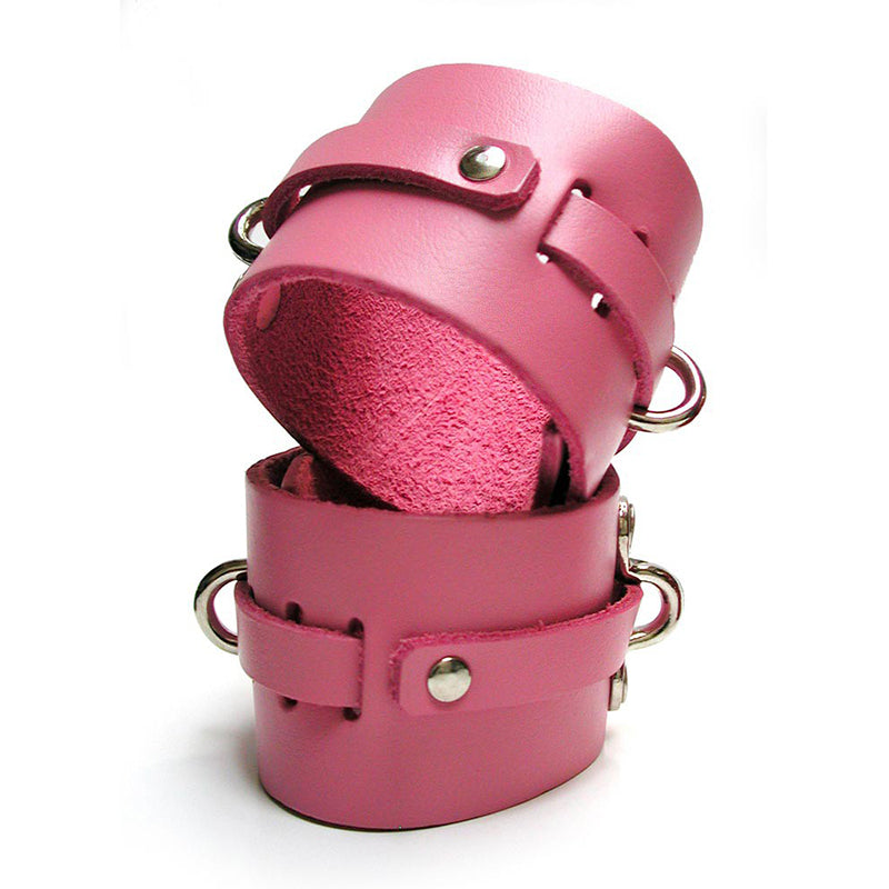 Kinklab Pink Bound Leather Ankle Cuffs