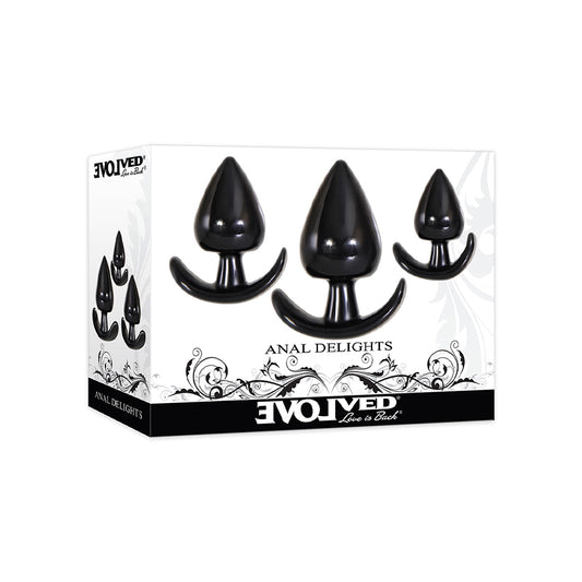 Evolved Anal Delights 3-Piece Anal Plug Set Black