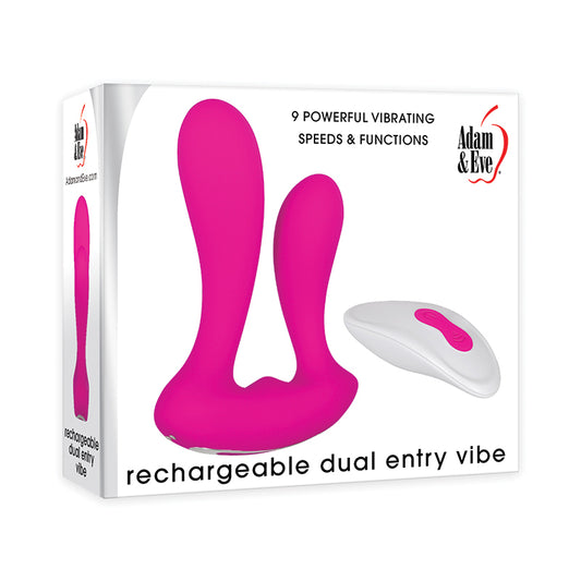 Adam & Eve Rechargeable Remote-Controlled Silicone Dual Entry Vibrator Pink