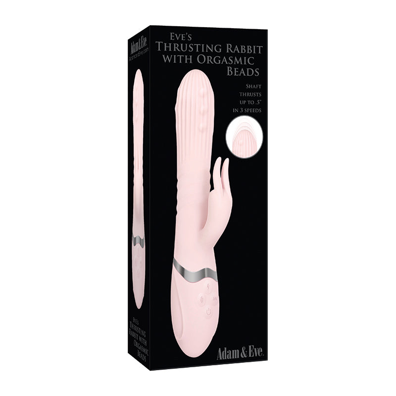 Adam & Eve Eve's Thrusting Rabbit With Orgasmic Beads Rechargeable Silicone Rabbit Vibrator