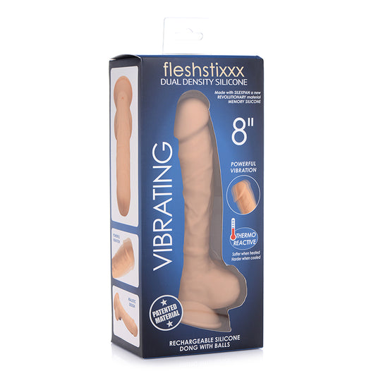 Curve Toys FLESHSTIXXX Rechargeable 8 in. Posable Vibrating Dildo with Balls & Suction Cup Tan