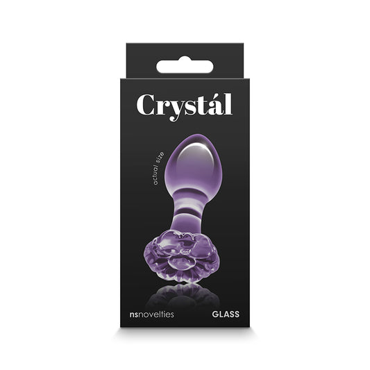 Crystal Flower Glass Anal Plug Purple