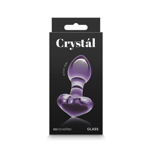 Crystal Heart Glass Anal Plug Purple