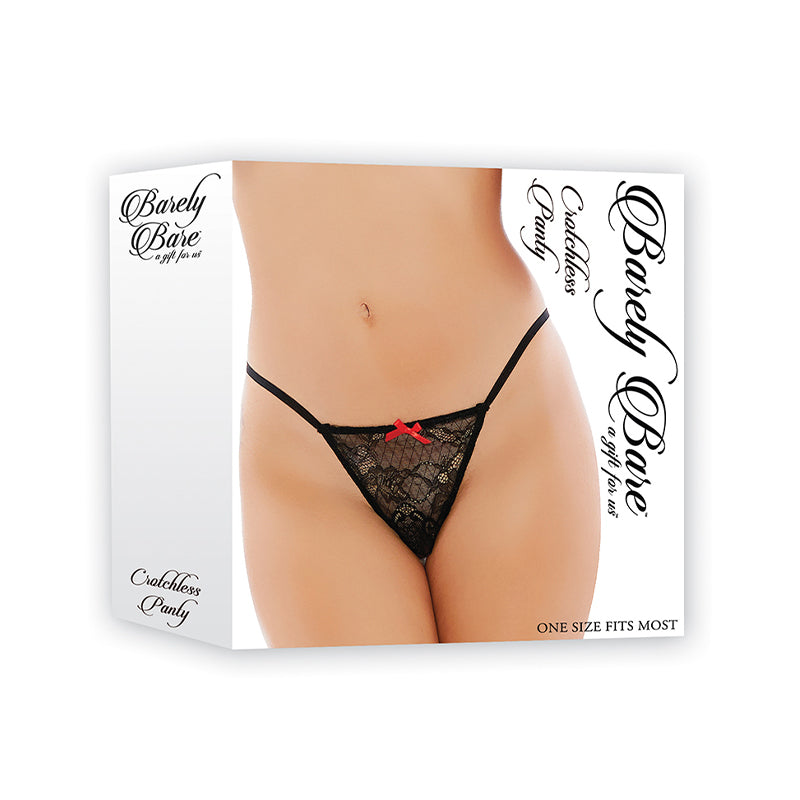 Barely Bare Crotchless Panty Black O/S