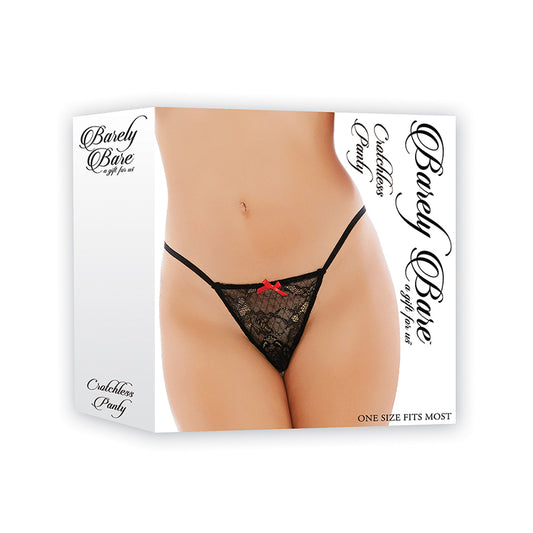 Barely Bare Crotchless Panty Black O/S