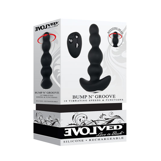 Evolved Bump n' Groove Rechargeable Remote-Controlled Vibrating Silicone Beaded Anal Plug Black