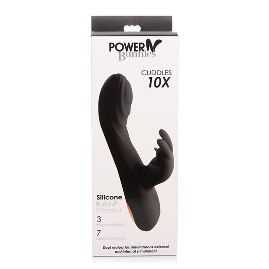 Curve Toys Power Bunny Cuddles Rechargeable Silicone Rabbit Vibrator Black