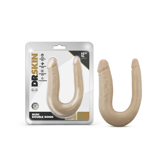 Blush Dr. Skin Mini Double Dong Realistic 12 in. Dual-Ended Dildo Beige