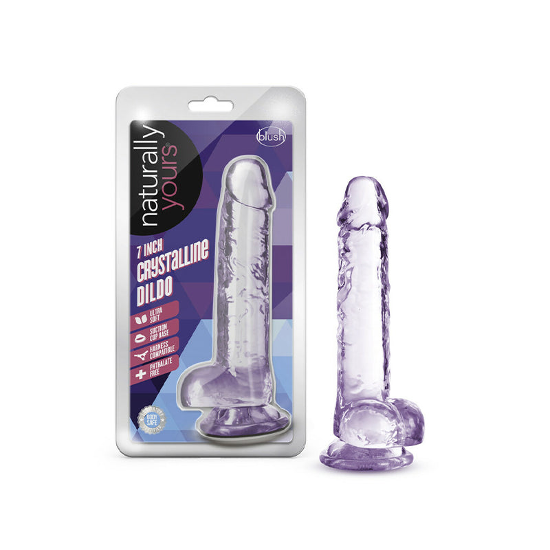 Blush Naturally Yours Crystalline 7 in. Dildo with Balls & Suction Cup Amethyst