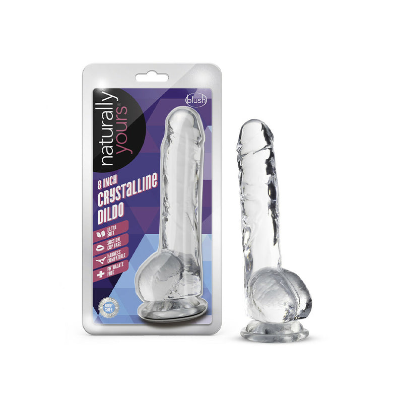 Blush Naturally Yours Crystalline 8 in. Dildo with Balls & Suction Cup Diamond