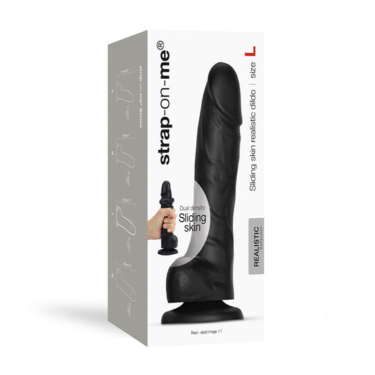 Strap-On-Me Realistic Collection Sliding Skin Dual-Density Silicone Dildo Black L