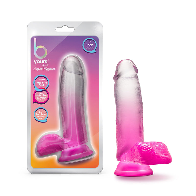 Blush B Yours Sugar Magnolia 7 in. Dildo with Balls & Suction Cup Fuchsia