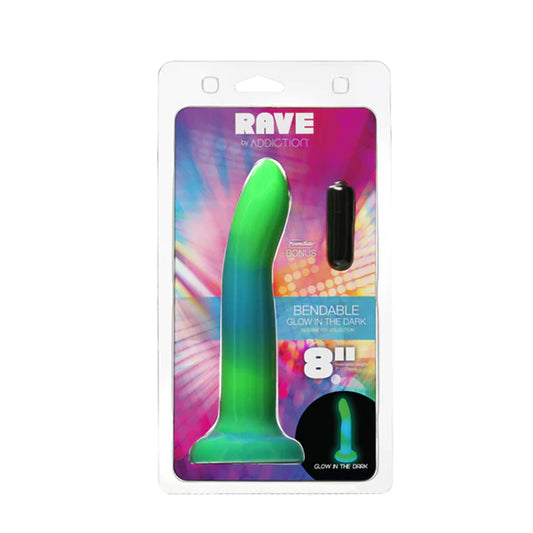 Addiction Rave Bendable 8 in. Silicone Dildo Glow in the Dark