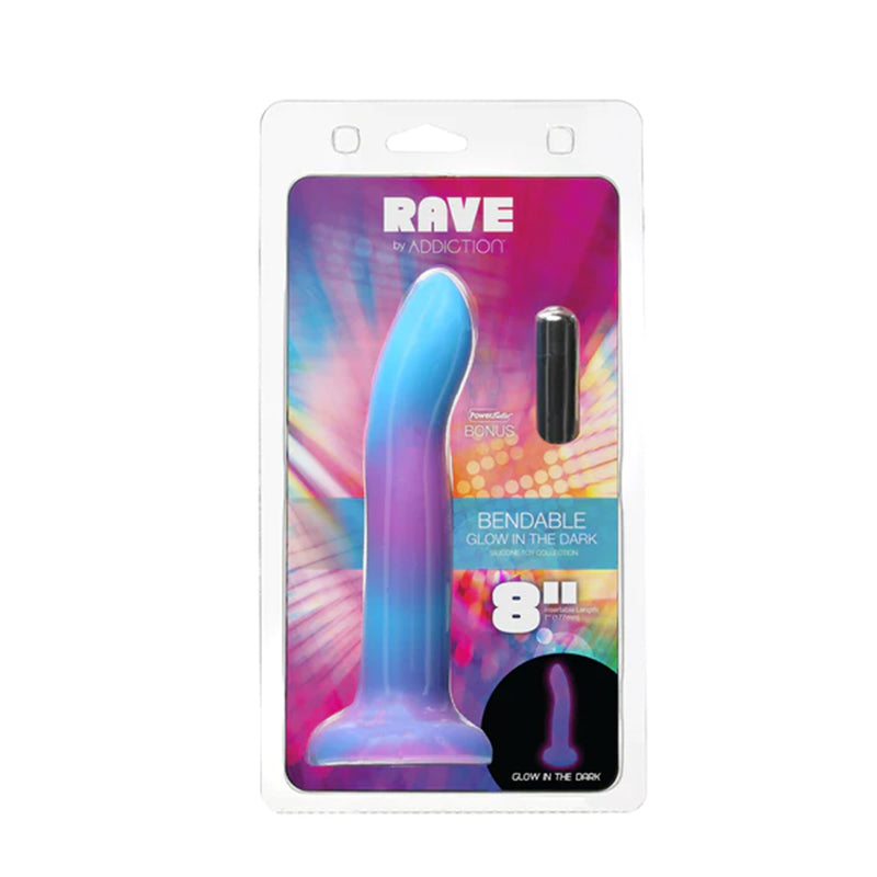 Addiction Rave Bendable 8 in. Silicone Dildo Glow in the Dark