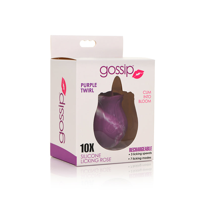 Curve Toys Gossip Cum Into Bloom Rechargeable Silicone Licking Rose Purple Twirl