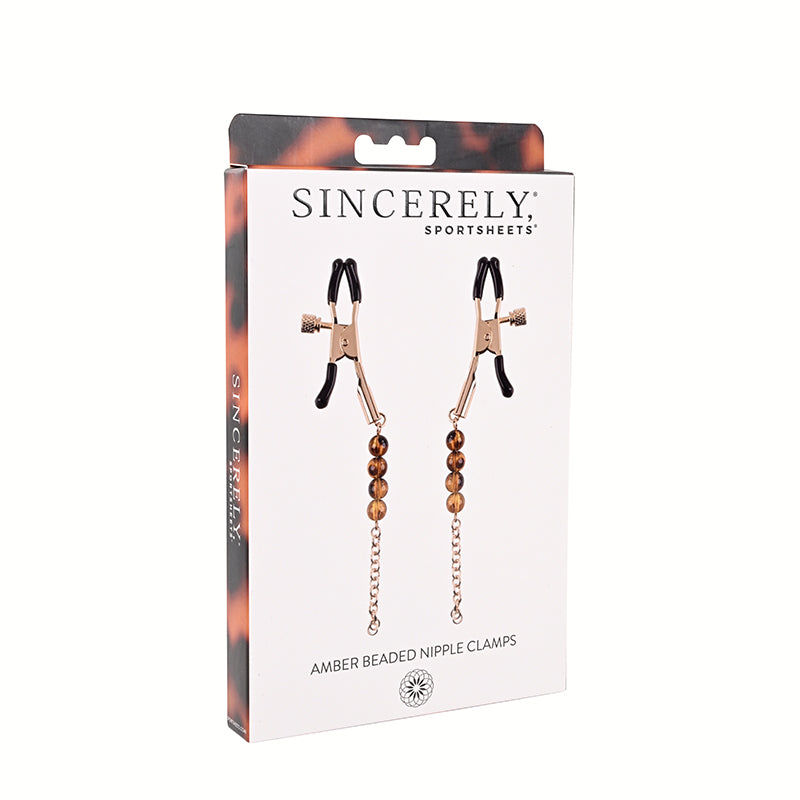 Sincerely, Sportsheets Amber Adjustable Beaded Nipple Clamps Tortoiseshell