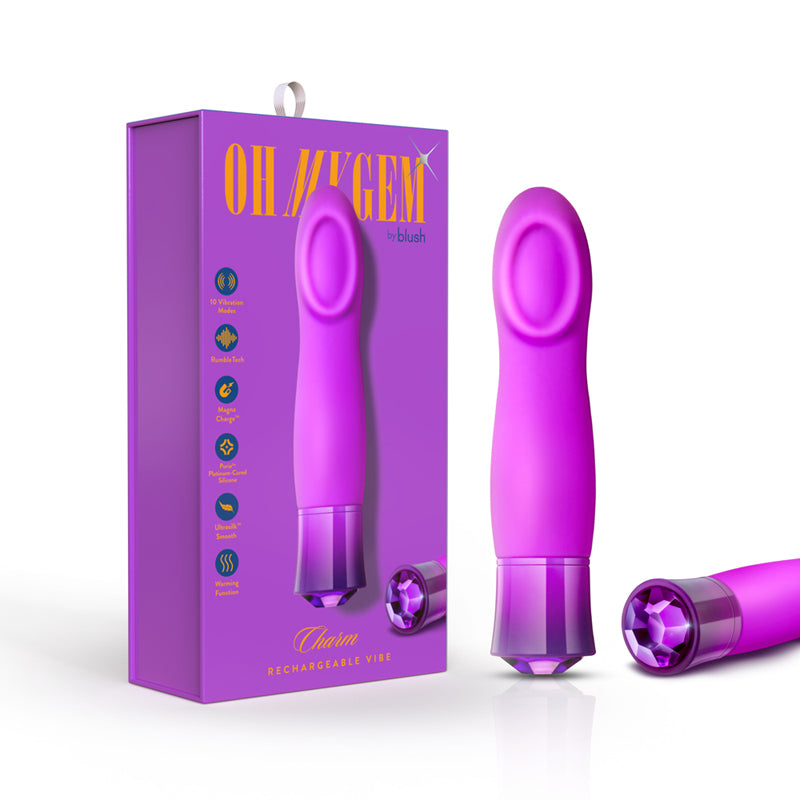 Blush Oh My Gem Charm Rechargeable Warming Silicone Cupped Vibrator Amethyst