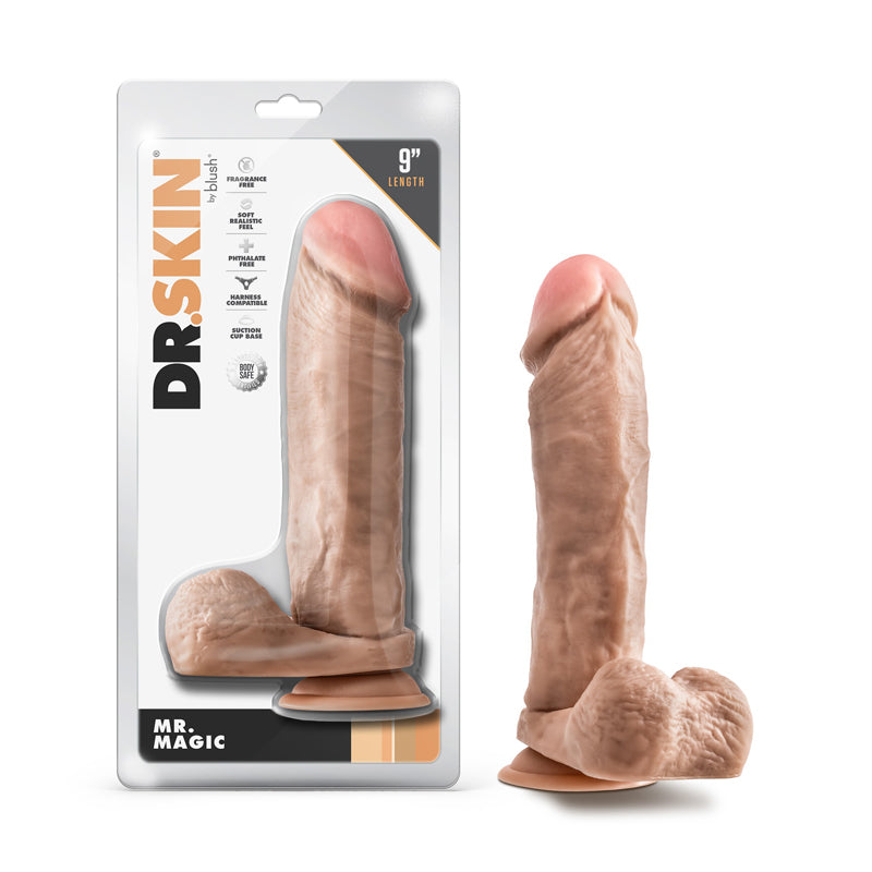 Dr. Skin Mr. Magic 9 in. Dildo with Balls Beige